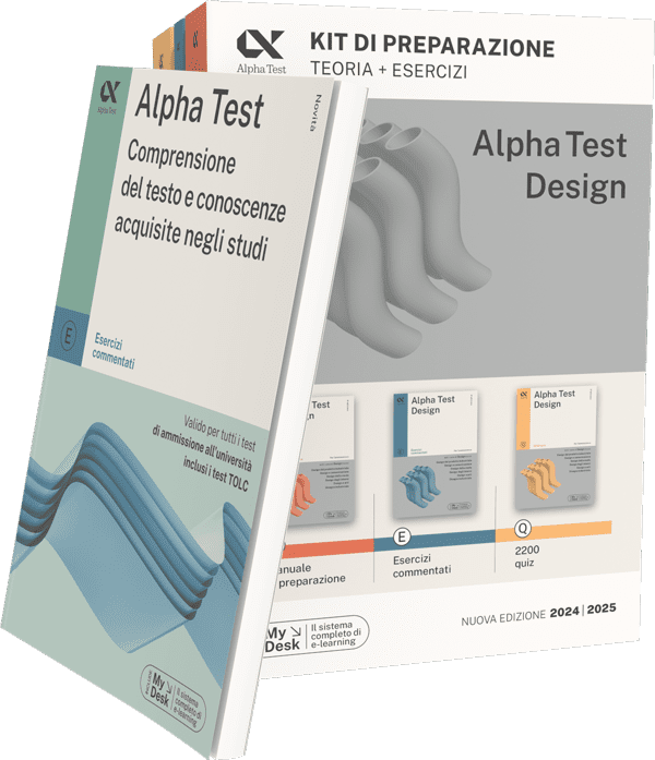 Alpha Test Design - Kit completo di preparazione + Comprensione del testo e conoscenze acquisite negli studi