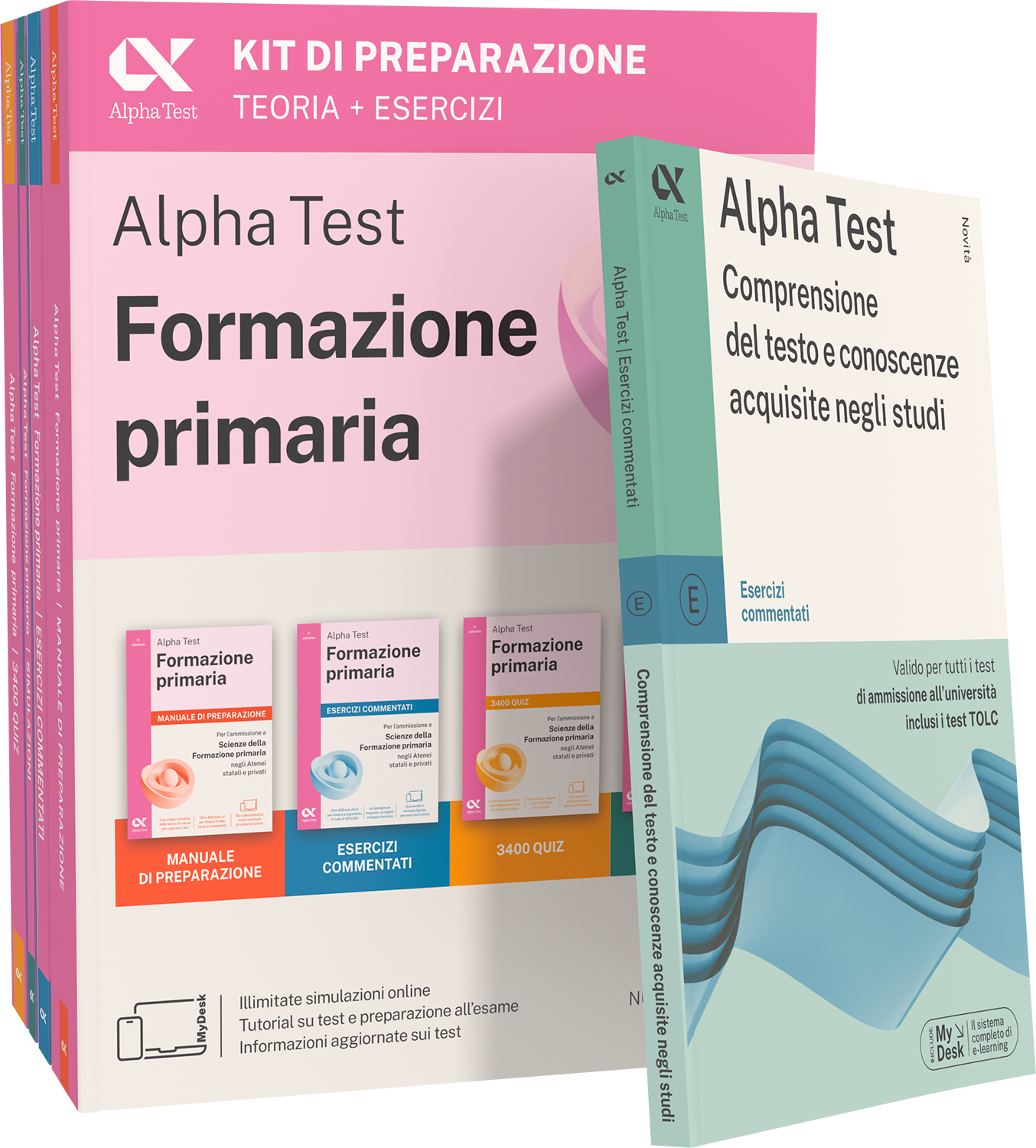 Alpha Test Formazione primaria - Kit di preparazione + Comprensione del testo e conoscenze acquisite negli studi