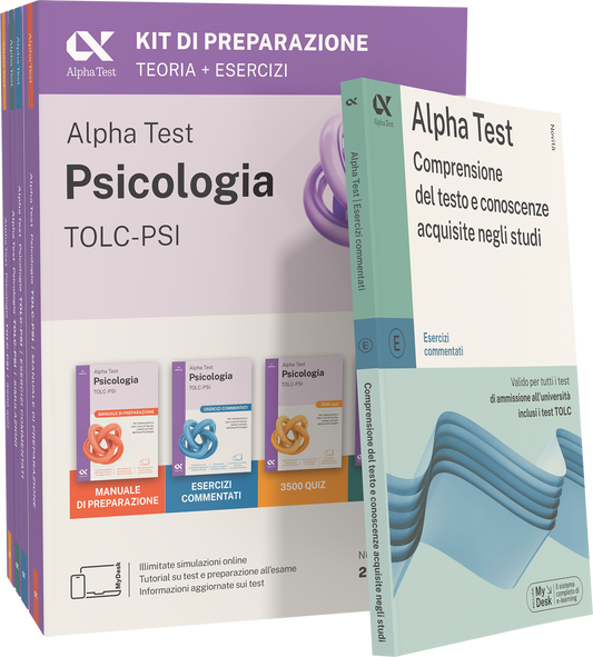 Alpha Test Psicologia TOLC-PSI - Kit di preparazione + Comprensione del testo e conoscenze acquisite negli studi