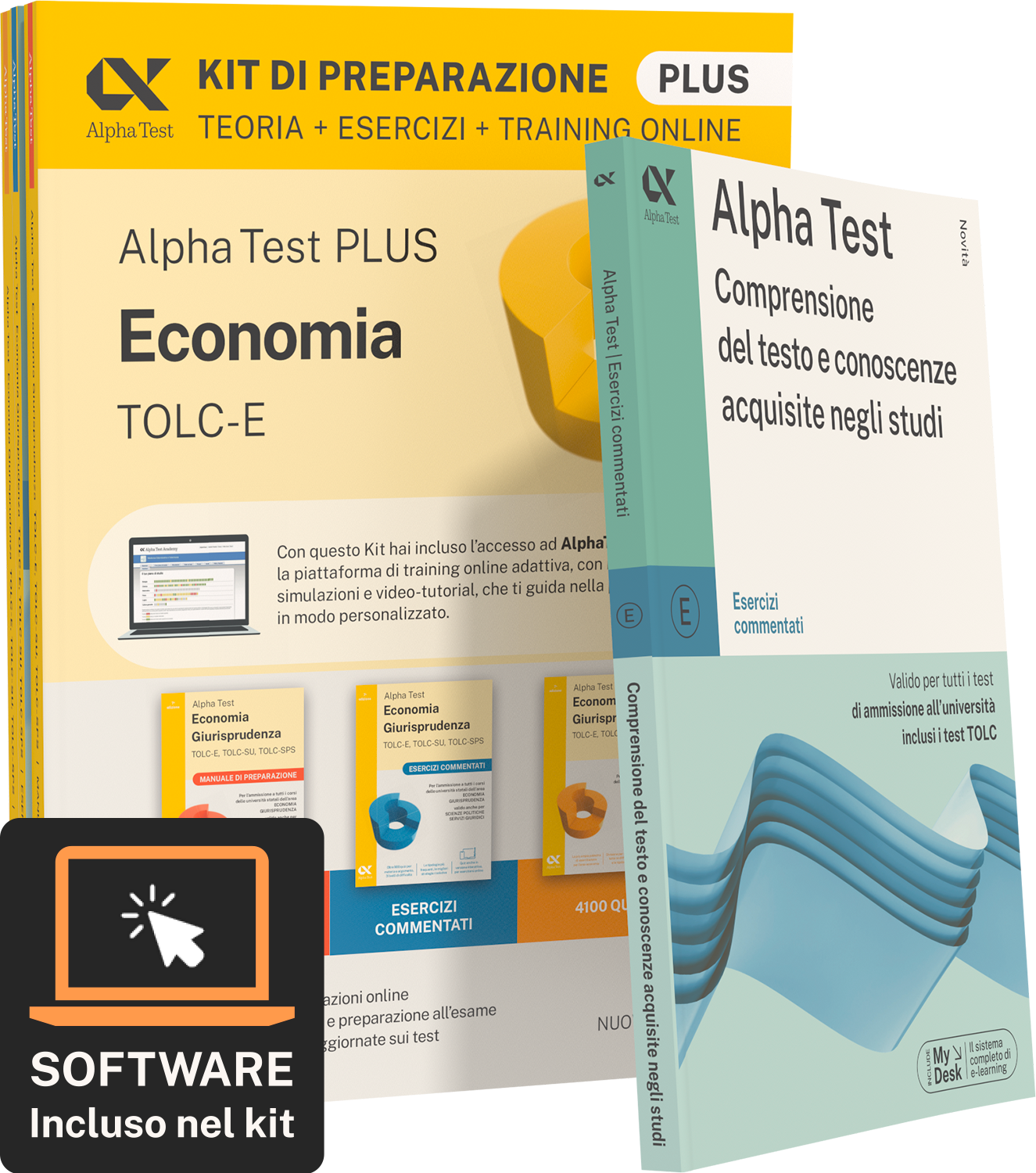 Alpha Test PLUS Economia TOLC-E - Kit di preparazione plus + Comprensione del testo e conoscenze acquisite negli studi