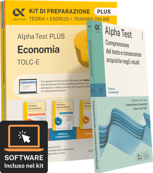 Alpha Test PLUS Economia TOLC-E - Kit di preparazione plus + Comprensione del testo e conoscenze acquisite negli studi