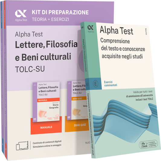 Alpha Test Lettere, Filosofia e Beni culturali TOLC-SU - Kit di preparazione + Comprensione del testo e conoscenze acquisite negli studi