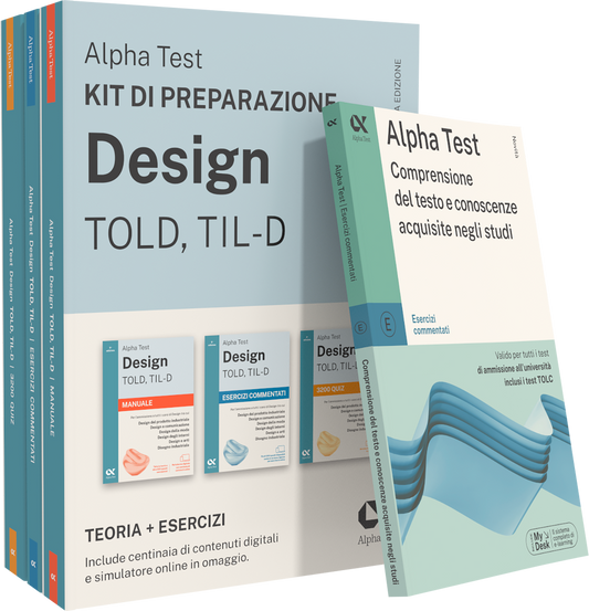 Alpha Test Design TOLD, TIL-D - Kit di preparazione + Comprensione del testo e conoscenze acquisite negli studi